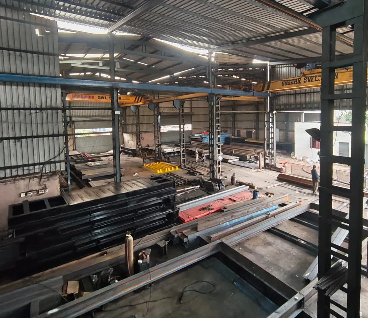 Steel fabrication inside the Divya Scale manufacturing facility
