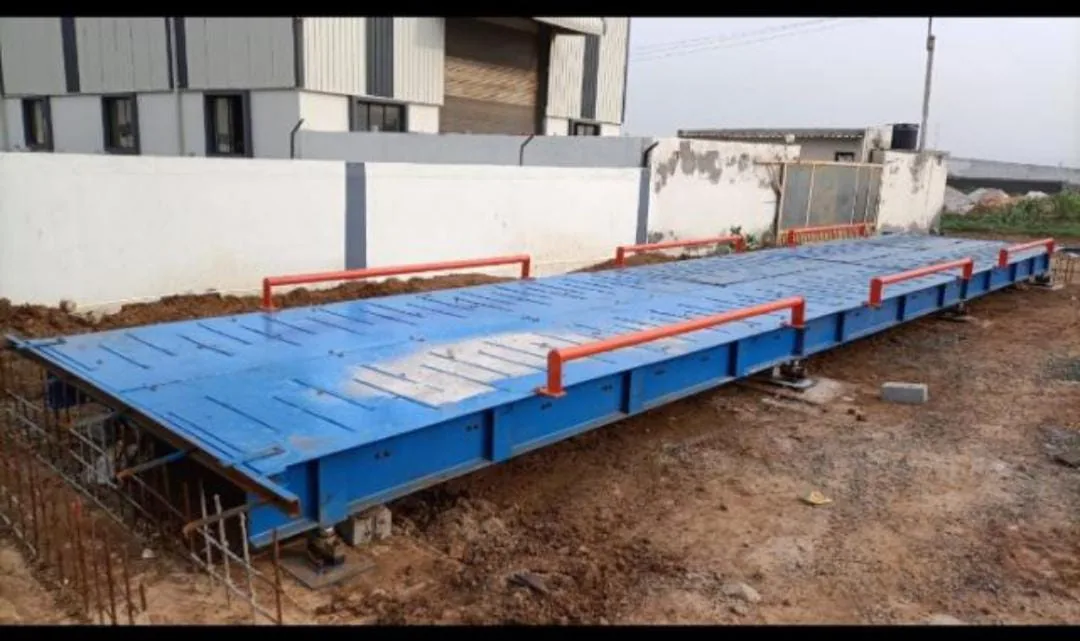 Blue weighbridge platform