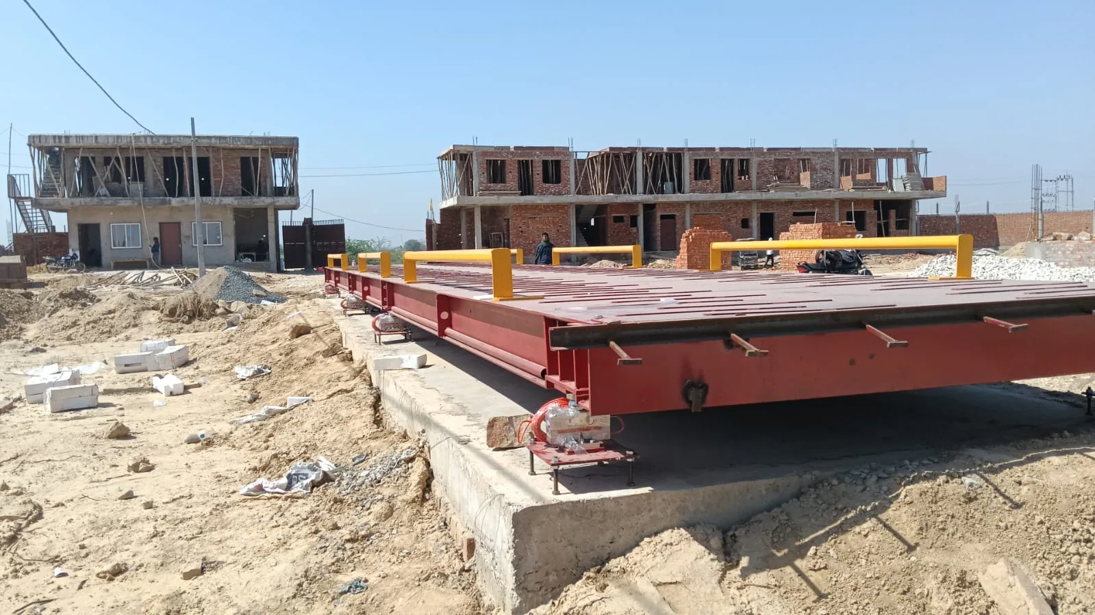 On site red weighbridge installation